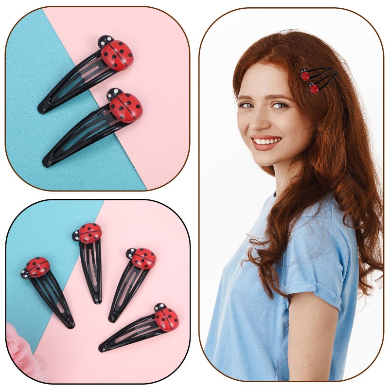 Tyqour 10Pcs Ladybug Hair Clips for Girls, 2 Inch Cute Snap Hair Barrettes for Toddler Girls and Women, Water Drop Non Slip Hairs Accessories for Kids Teens, Toddlers - Image 3